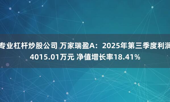 专业杠杆炒股公司 万家瑞盈A：2025年第三季度利润4015.01万元 净值增长率18.41%