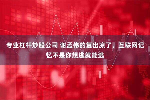 专业杠杆炒股公司 谢孟伟的复出凉了，互联网记忆不是你想逃就能逃