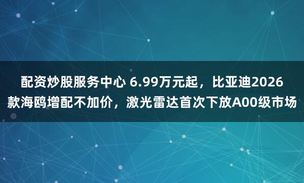 配资炒股服务中心 6.99万元起，比亚迪2026款海鸥增配不加价，激光雷达首次下放A00级市场