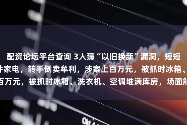 配资论坛平台查询 3人薅“以旧换新”漏洞，短短两个月“0元购”3711件家电，转手倒卖牟利，涉案上百万元，被抓时冰箱、洗衣机、空调堆满库房，场面触目惊心