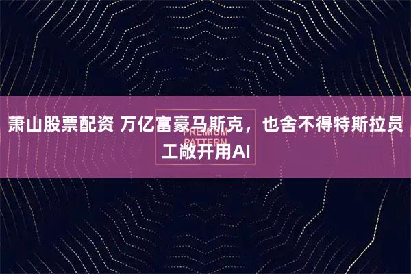 萧山股票配资 万亿富豪马斯克，也舍不得特斯拉员工敞开用AI